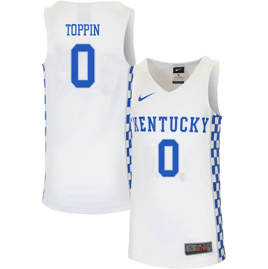 Men #0 Jacob Toppin Kentucky Wildcats College Basketball Jerseys Sale-White